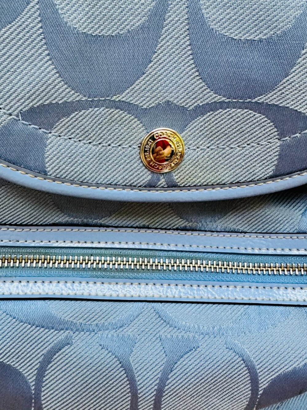 Coach Kyra Daisy Signature Backpack Blue Jacquard Flower Charm F16556 Rare Y2K - Picture 5 of 16